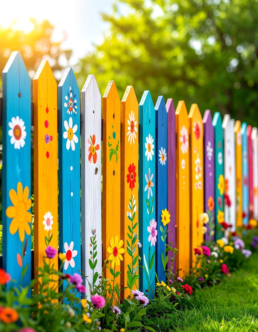 Painted Mural Picket Decorative Fence - 20 Decorative Fence Ideas
