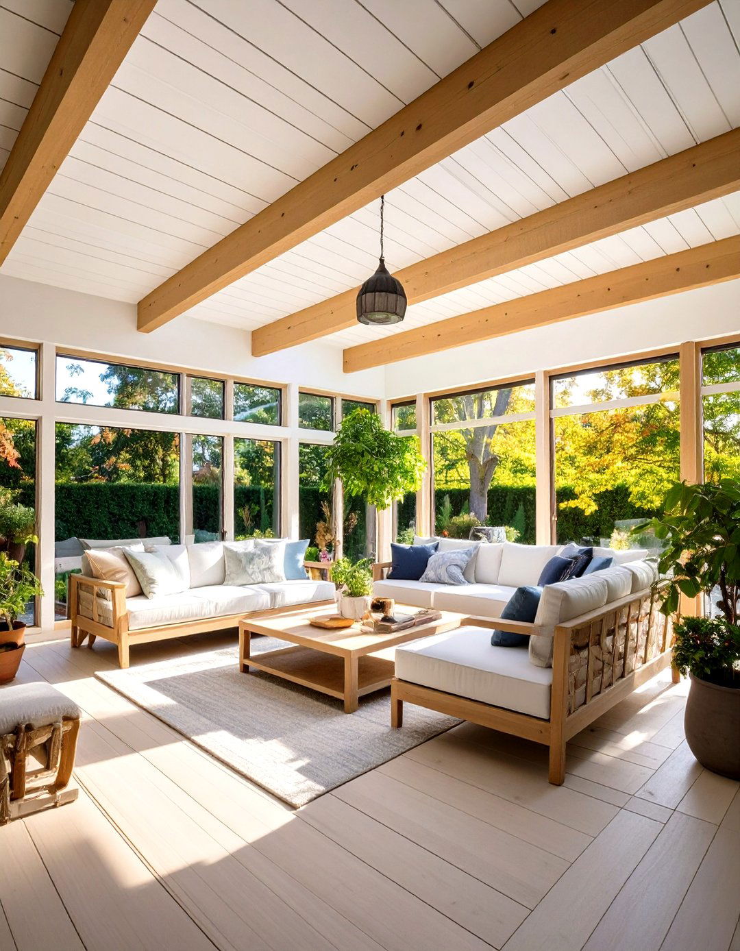 Painted Plank Ceiling - 20 Sunroom Ceiling Ideas