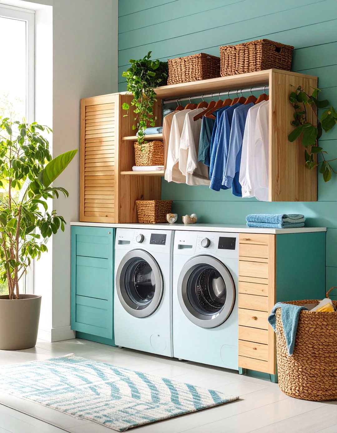Painted Shiplap Cabinet Fronts - 20 Shiplap Laundry Room Ideas