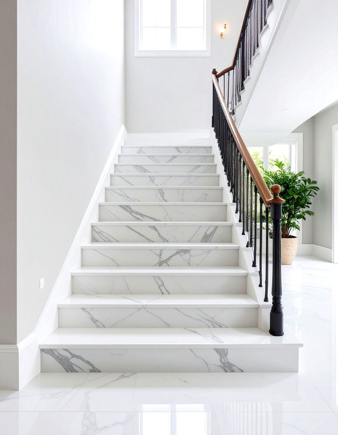 Painted Stair Faux Marble Finish - 20 Painted Stair Ideas