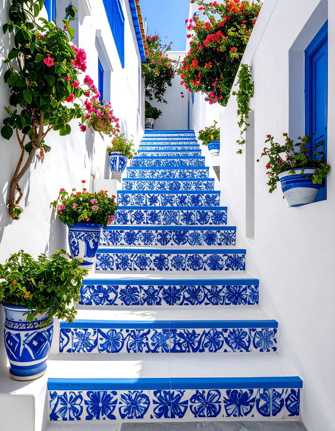Painted Stair Tile Effect Design - 20 Painted Stair Ideas