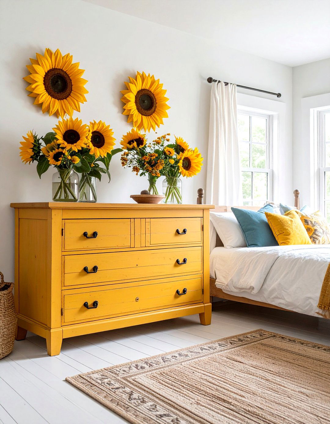 Painted Sunflower Furniture - 20 Sunflower Bedroom Ideas