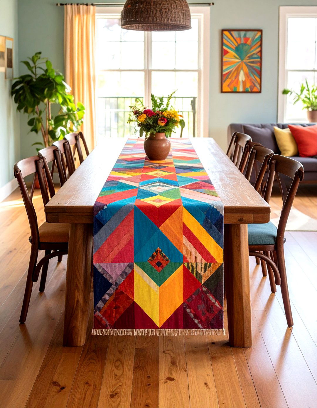 Painted or Stenciled DIY Runner - 20 Table Runner Ideas