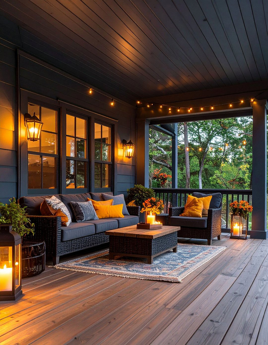Painting the Porch Ceiling Black for Intimacy - 20 Black Porch Ideas