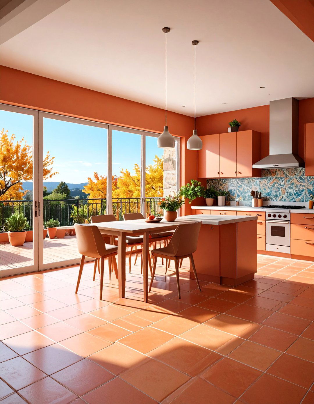 Pairing Dark Cabinets with Warm Terracotta - 20 Terracotta Kitchen Floor Ideas