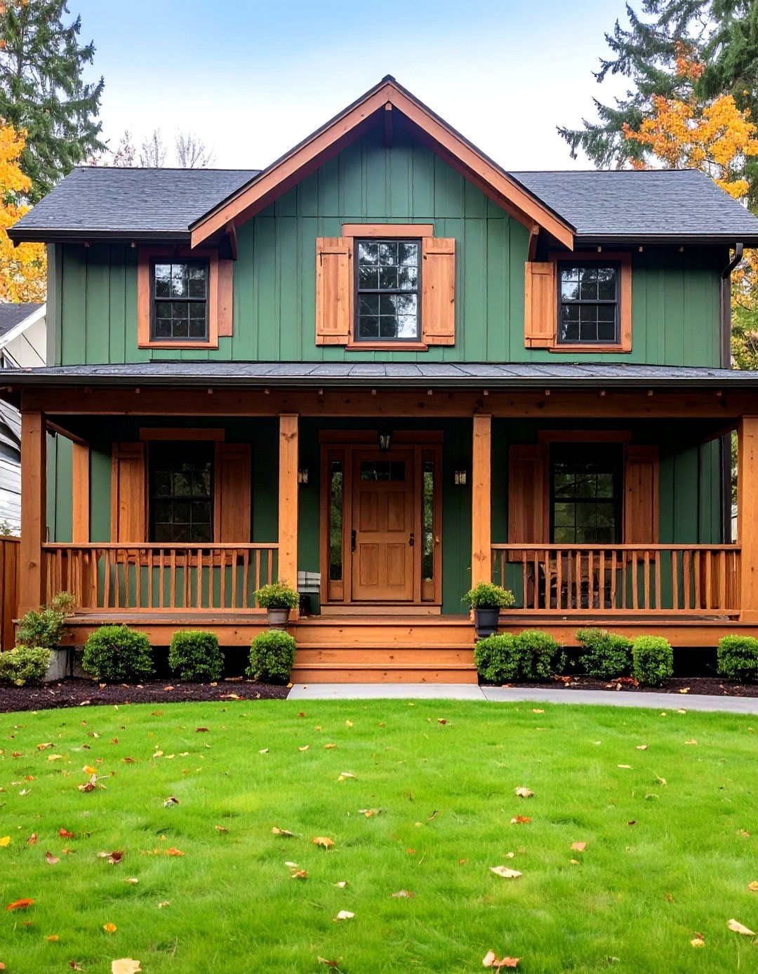 Pairing Sage Green with Natural Wood Accents - 20 Sage Green House Exterior Ideas