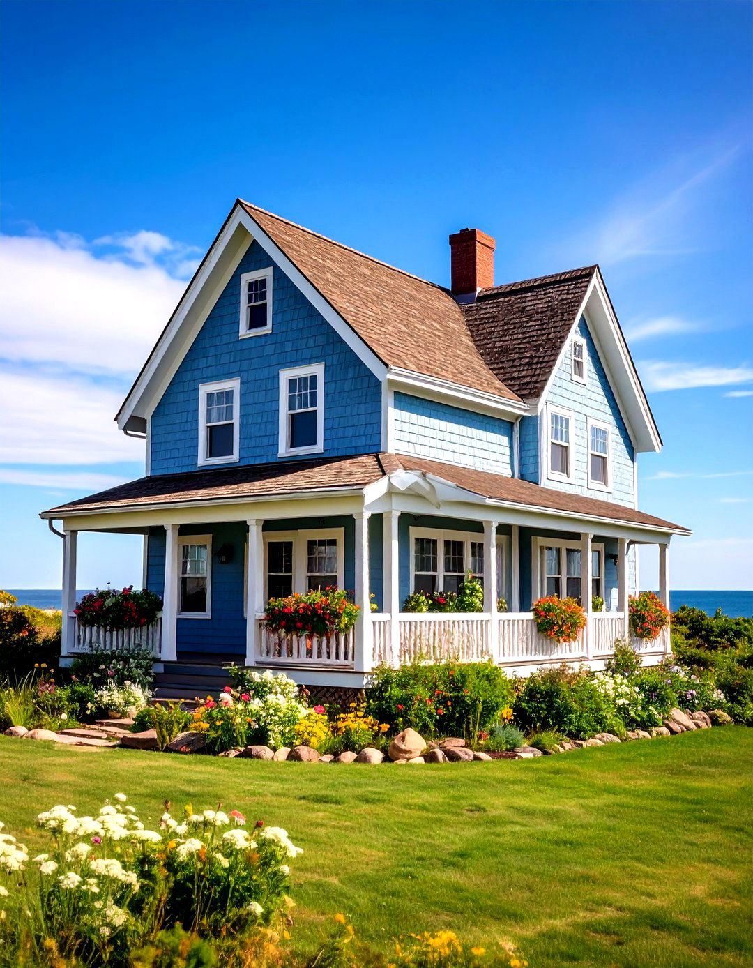 Pale Blue Exterior Home with Brown Roof Cape Cod Style - 20 blue exterior home with a brown roof ideas