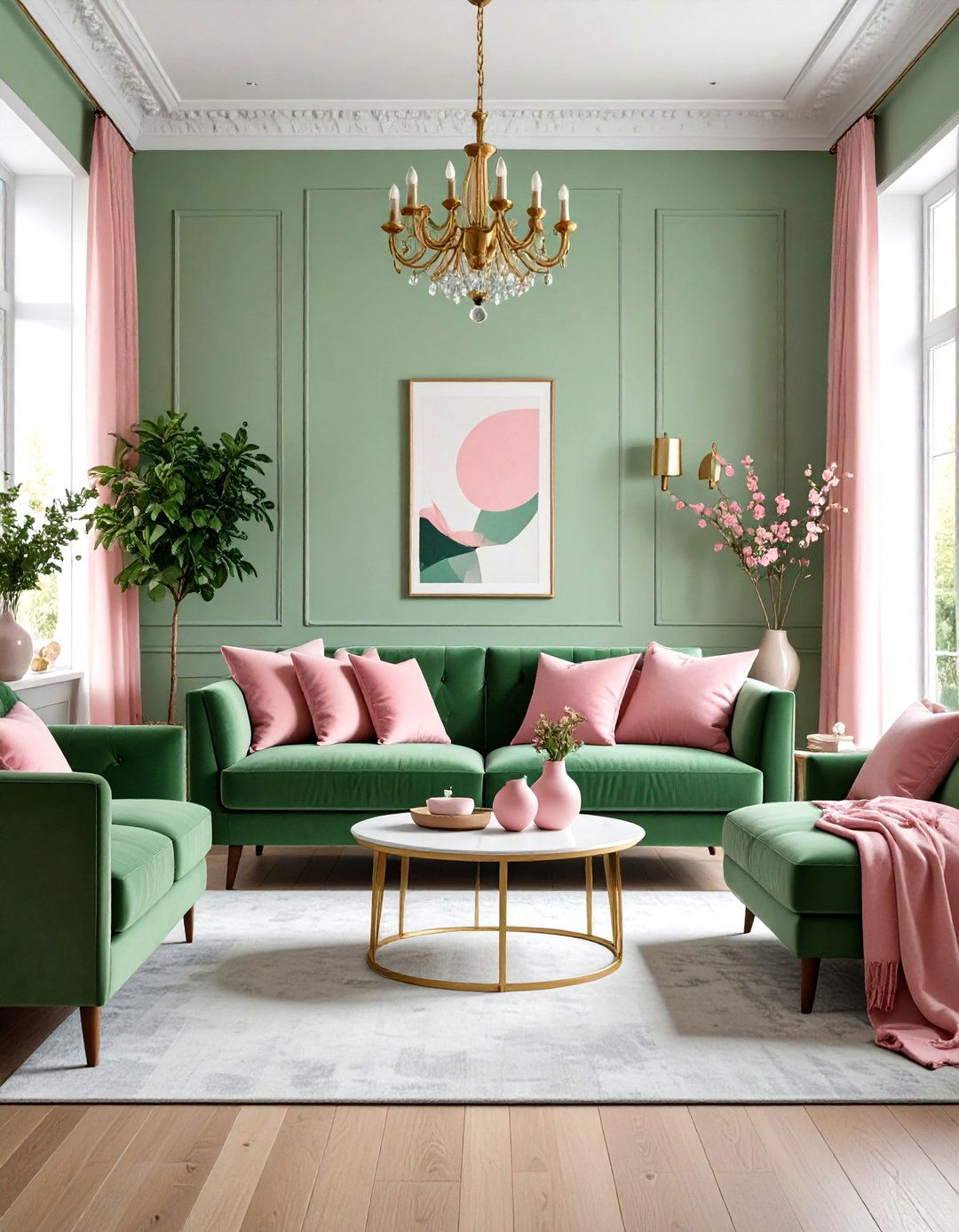 Pale Green and Bubblegum Pink - 20 Two Colour Combination for Living Room
