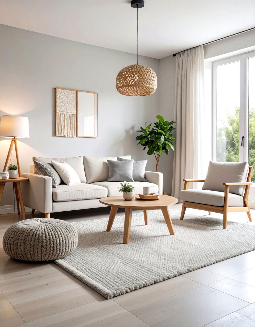 Pale Grey Carpet Living Room with Crisp White Canvas - 20 grey carpet living room ideas