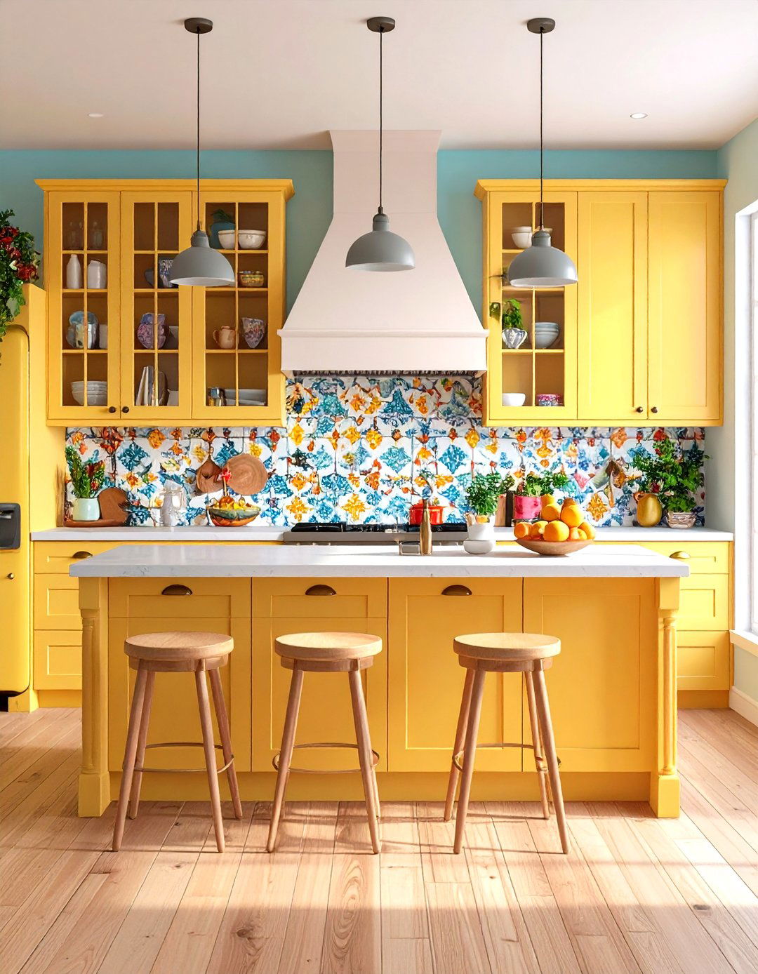 Pale Yellow Eclectic Kitchen with Colorful Accents - 20 Pale Yellow Kitchen Ideas
