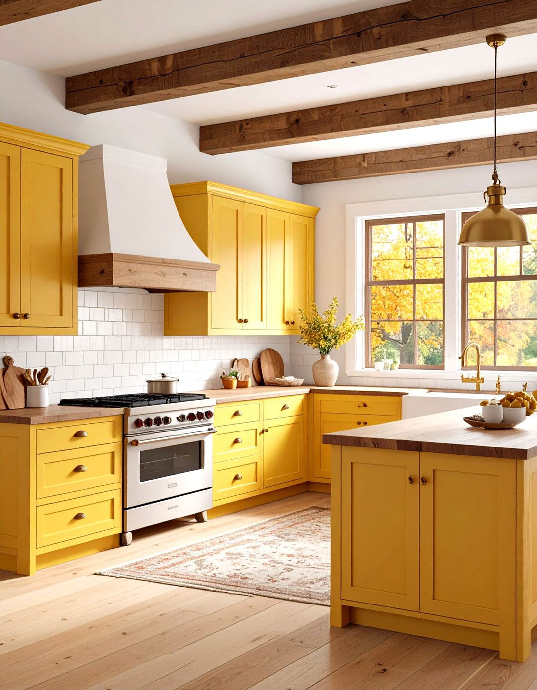 Pale Yellow Farmhouse Kitchen with Shaker Cabinets - 20 Pale Yellow Kitchen Ideas