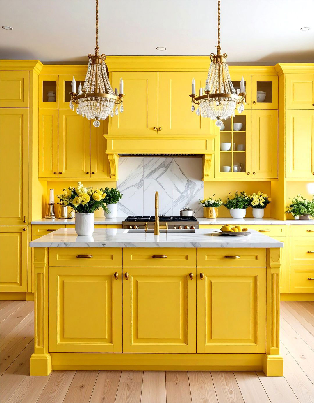 Pale Yellow Luxury Kitchen with High End Finishes - 20 Pale Yellow Kitchen Ideas