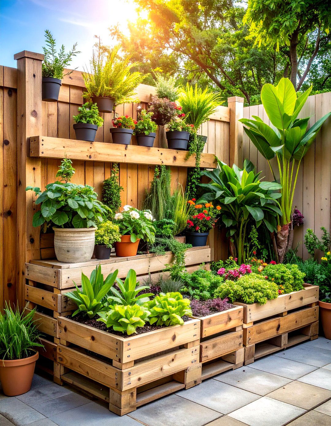 Pallet Corner Garden with Recycled Materials - 20 Corner Garden Ideas