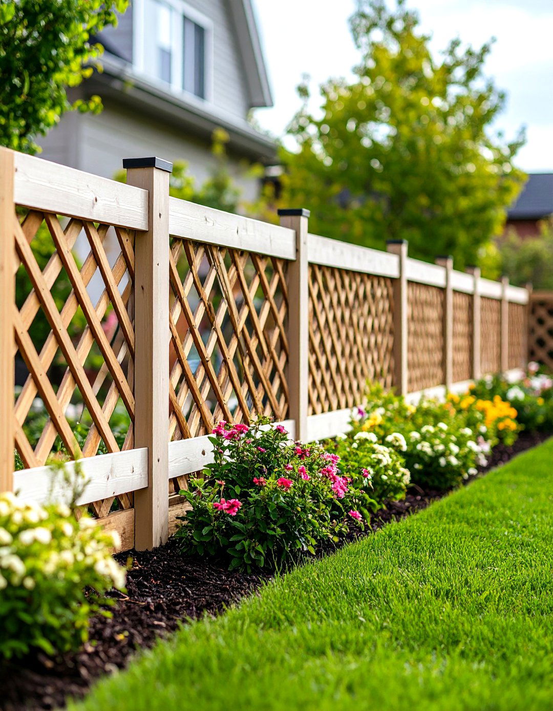 Pallet Fence with Lattice Top - 20 Pallet Fence Ideas