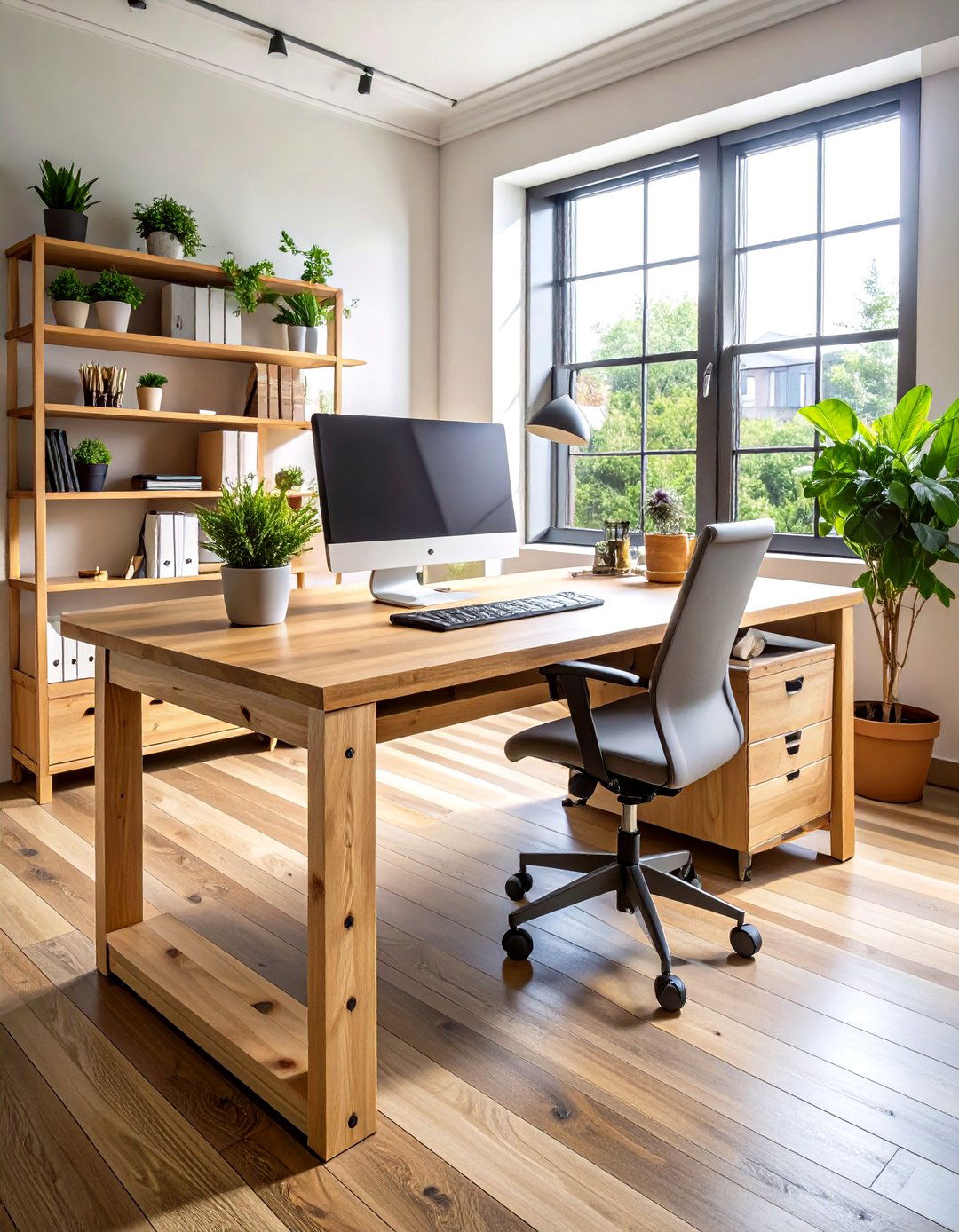 Pallet Office Desk with Keyboard Tray - 20 Pallet Furniture Ideas