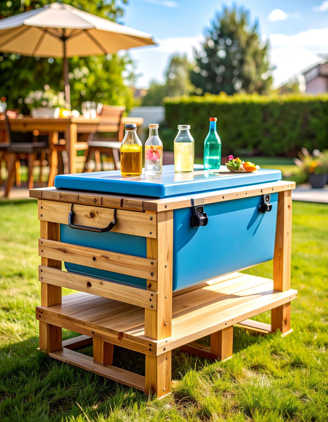 Pallet Outdoor Cooler Holder Stand - 20 Pallet Furniture Ideas