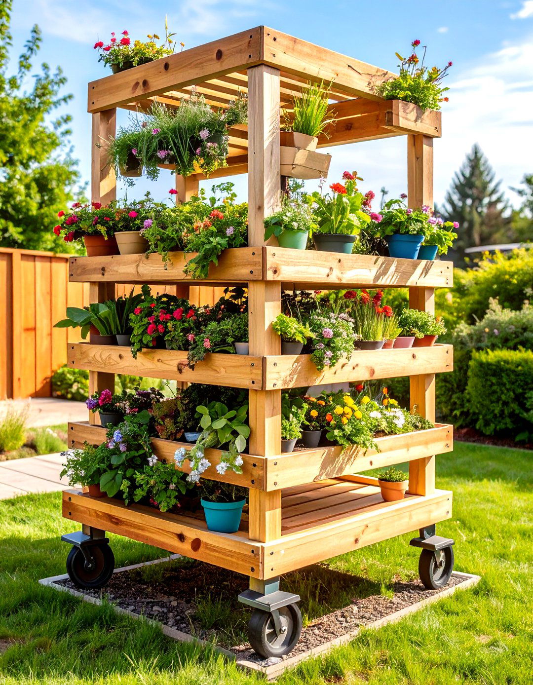 Pallet Outdoor Plant Stand Display - 20 Pallet Furniture Ideas