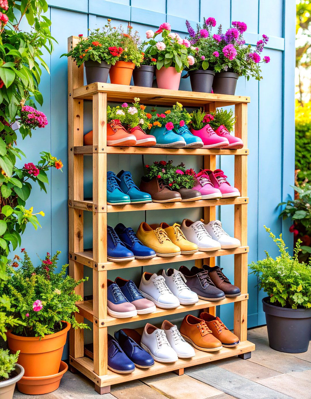 Pallet Vertical Outdoor Shoe Storage Racks - 20 Outdoor Shoe Storage Ideas