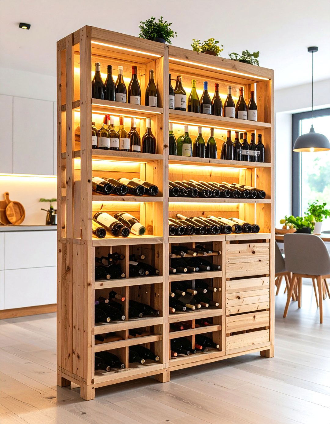 Pallet Wine Rack Storage System - 20 Pallet Furniture Ideas