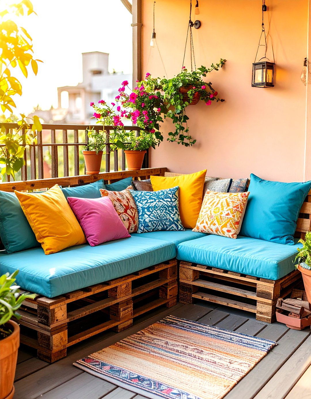 Pallet Wood Sectional - 20 Second Story Balcony Ideas