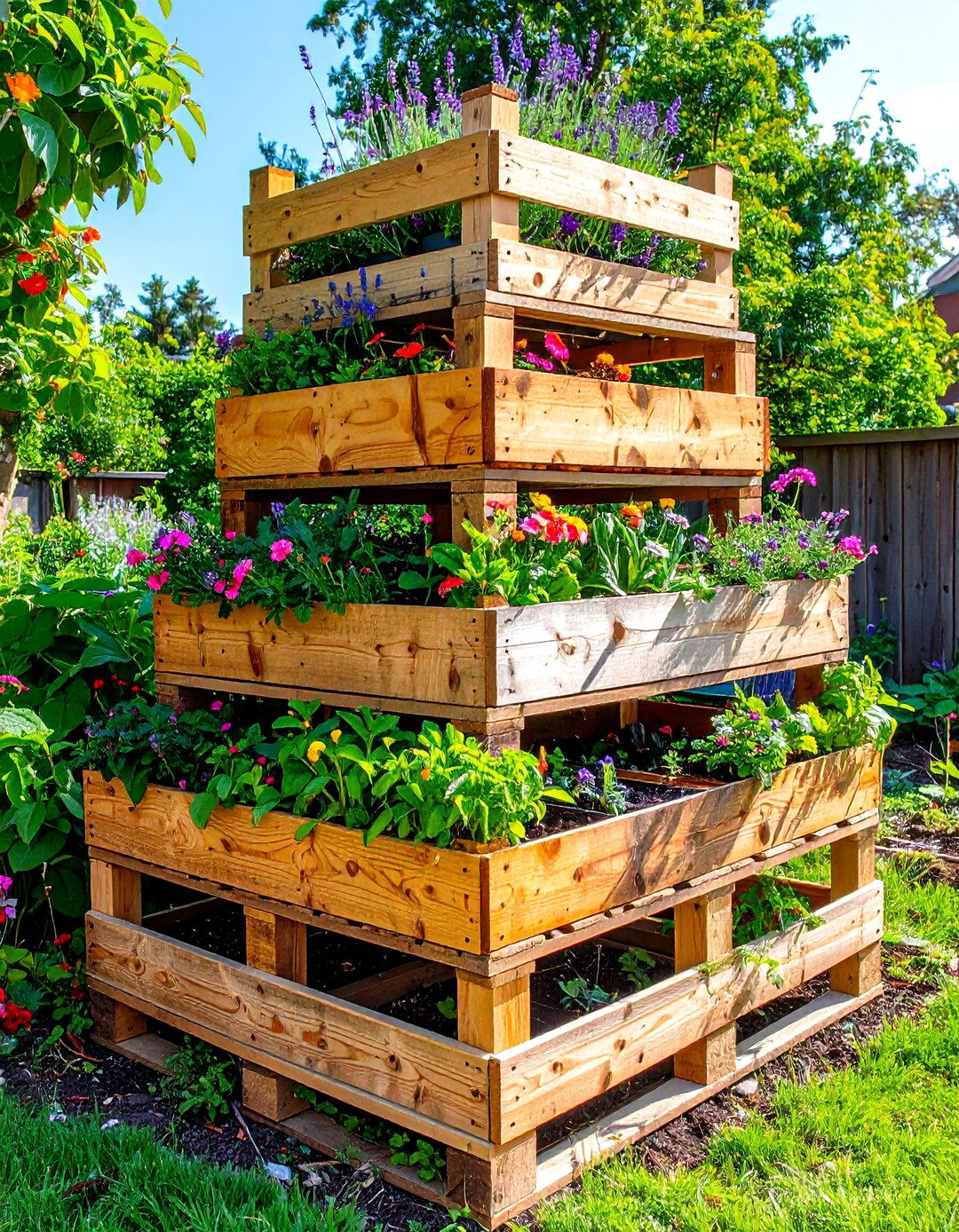 Pallet and Crate Tiers - 20 Tiered Garden Ideas