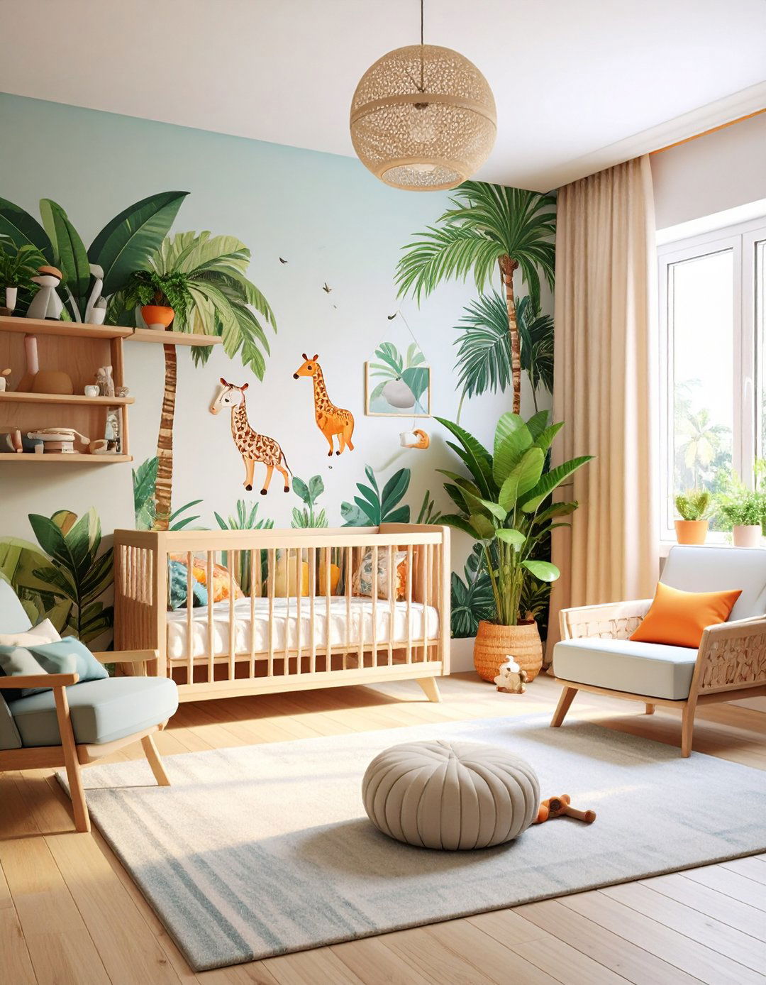 Palm Leaf or Jungle Wallpaper - 20 Safari Nursery Decor Ideas