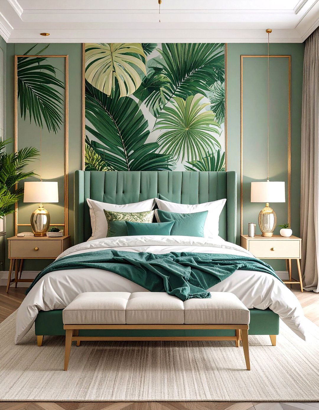 Palm Wallpaper Statement Tropical Bedroom - 20 Tropical Bedroom Ideas
