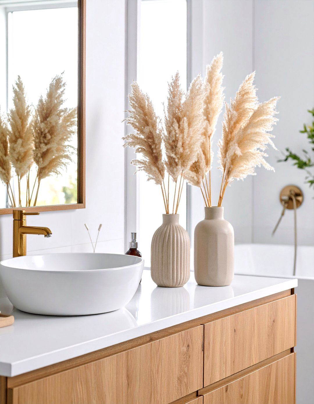 Pampas Grass Bathroom Counter Accent - 20 Pampas Grass Decor Ideas