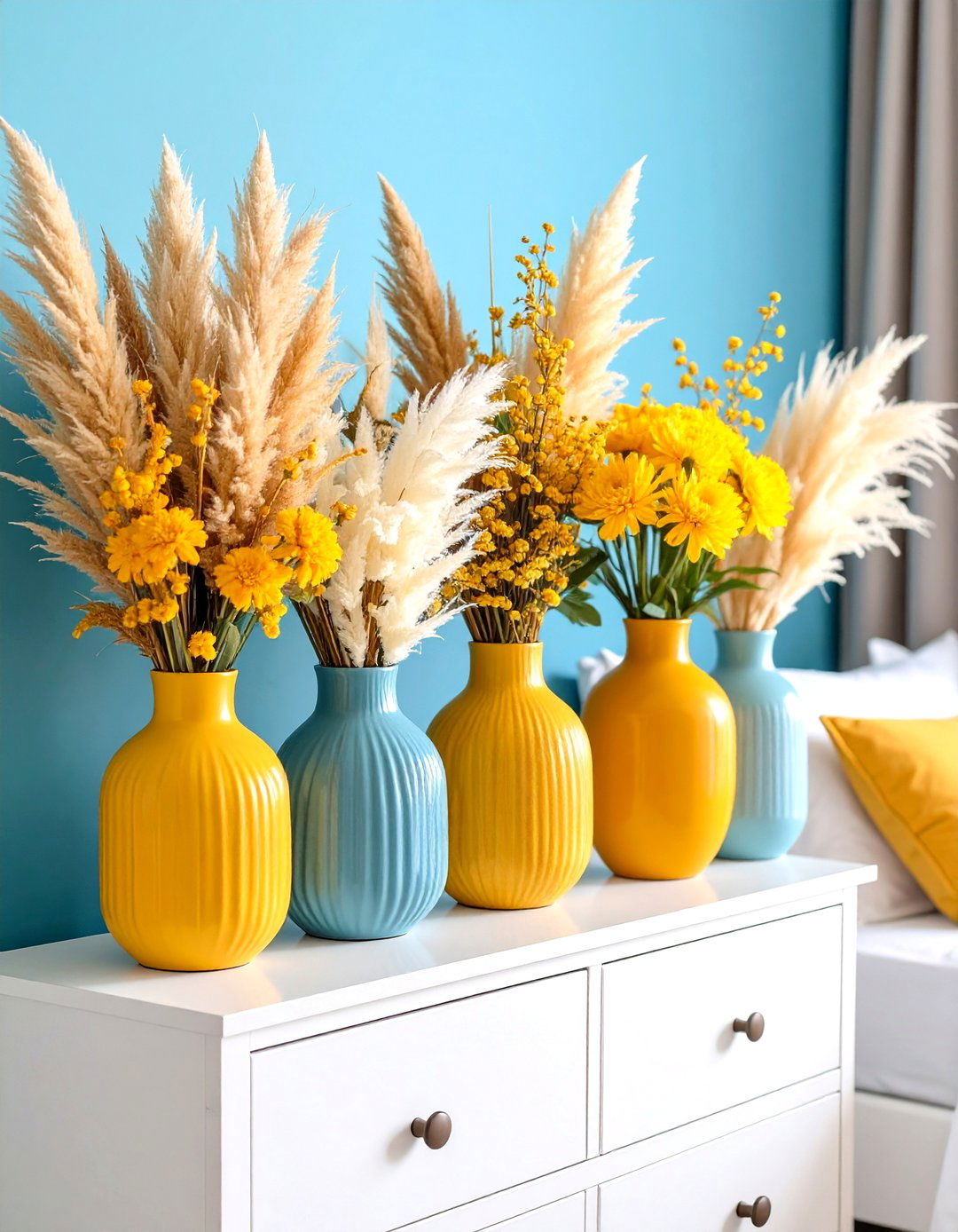 Pampas Grass Bedroom Dresser Top Arrangement - 20 Pampas Grass Decor Ideas