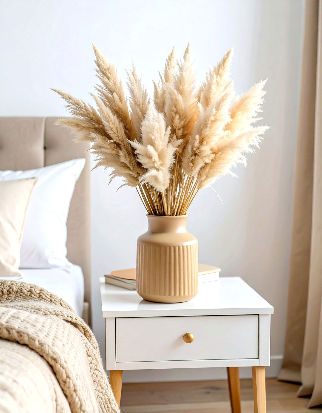 Pampas Grass Bedroom Nightstand Styling - 20 Pampas Grass Decor Ideas