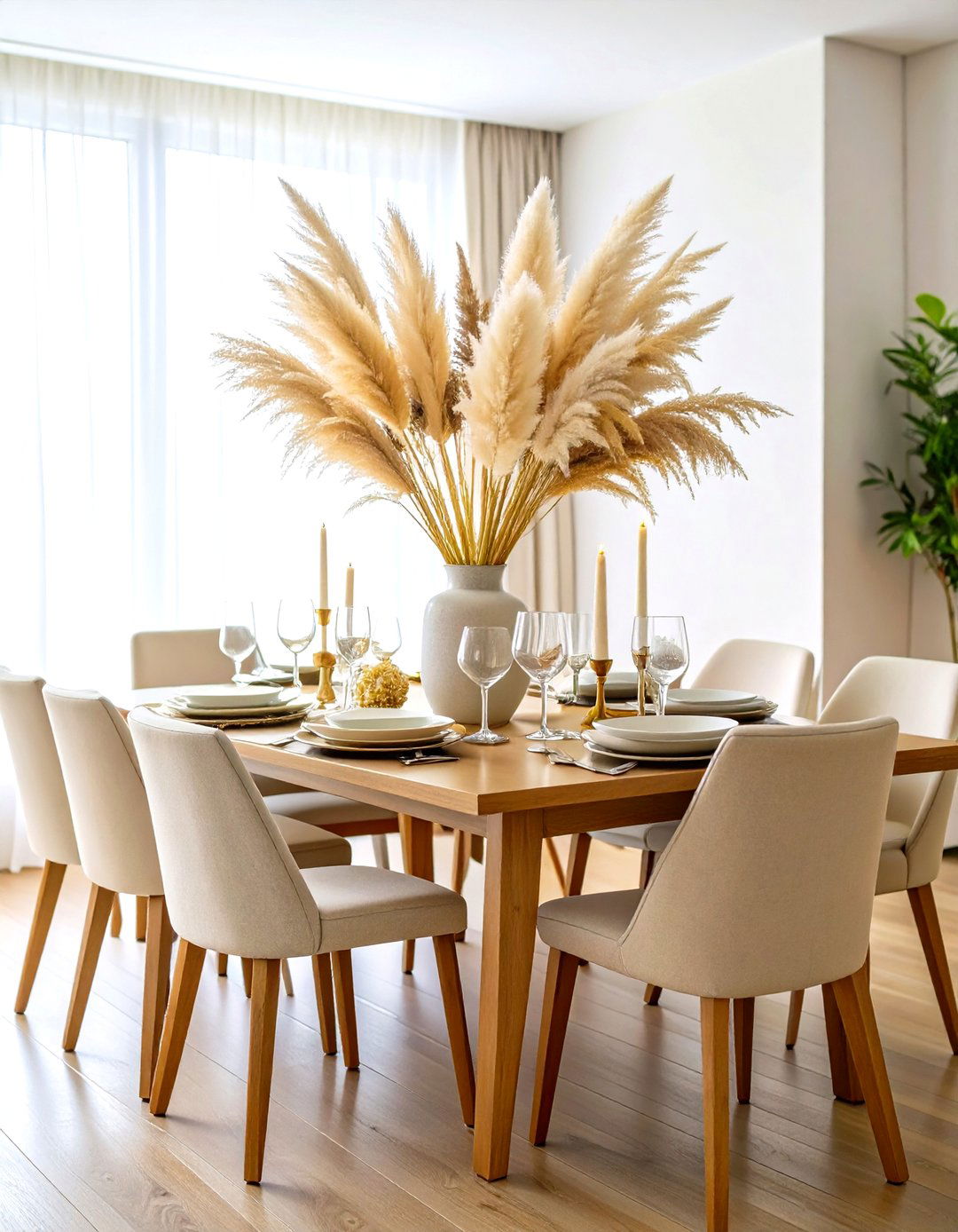 Pampas Grass Dining Table Centerpiece Arrangement - 20 Pampas Grass Decor Ideas