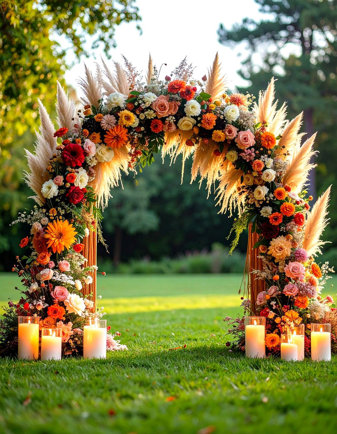 Pampas Grass Grounded Wedding Arch - 20 Pampas Grass Wedding Decor Ideas