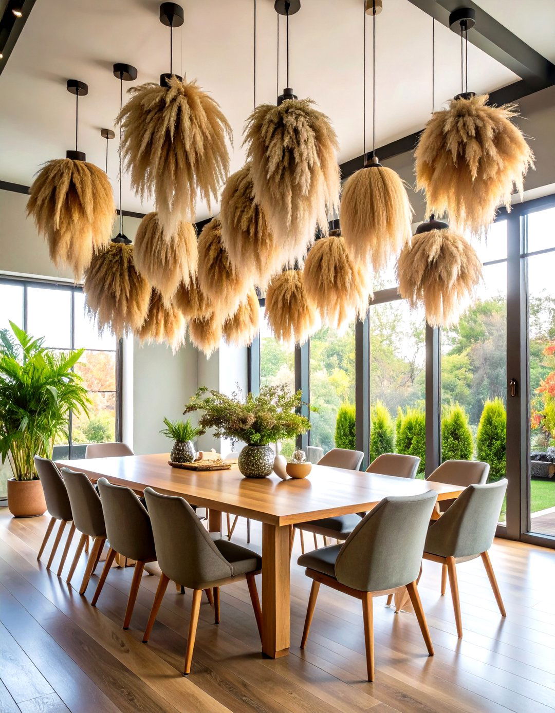 Pampas Grass Hanging Ceiling Installation Art - 20 Pampas Grass Decor Ideas
