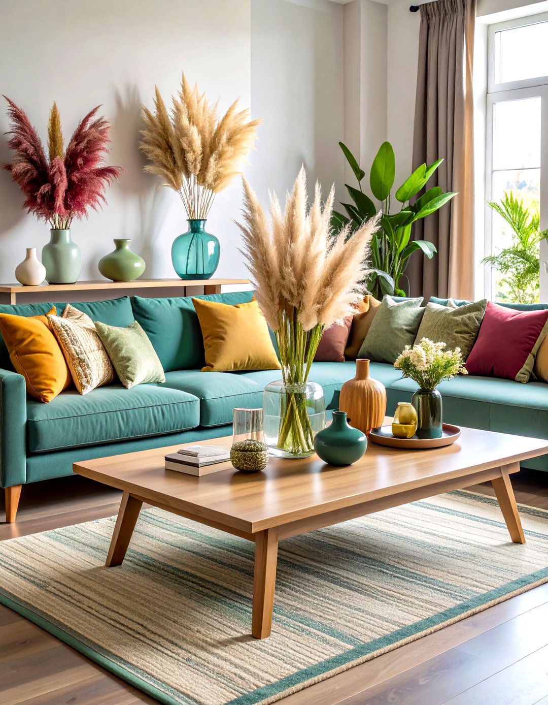 Pampas Grass Living Room Coffee Table Styling - 20 Pampas Grass Decor Ideas