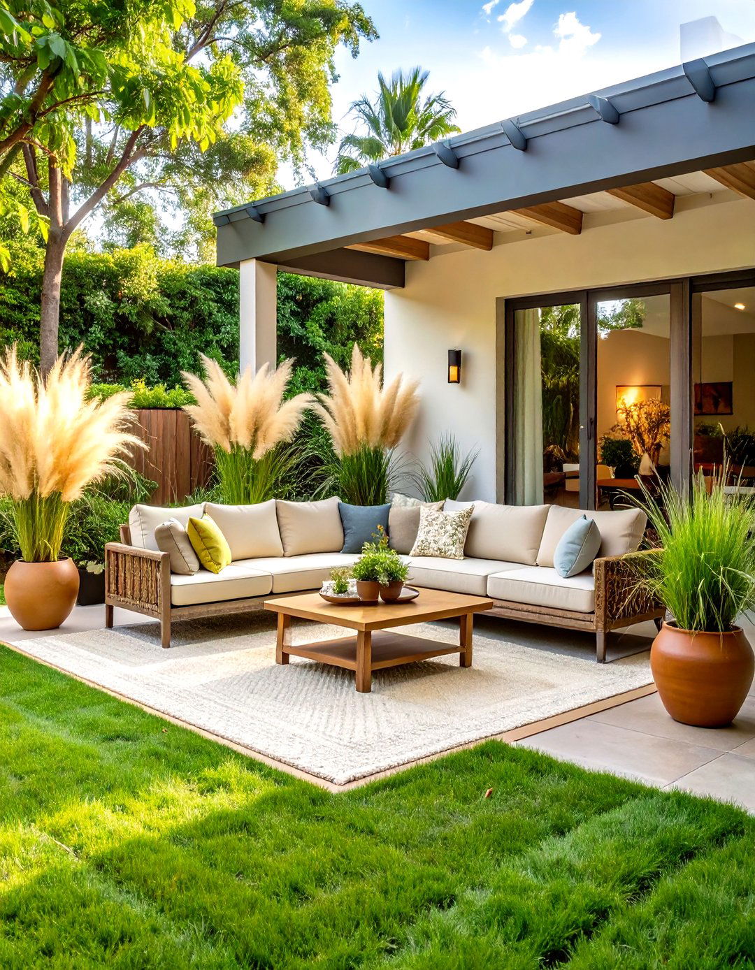 Pampas Grass Outdoor Covered Patio Styling - 20 Pampas Grass Decor Ideas