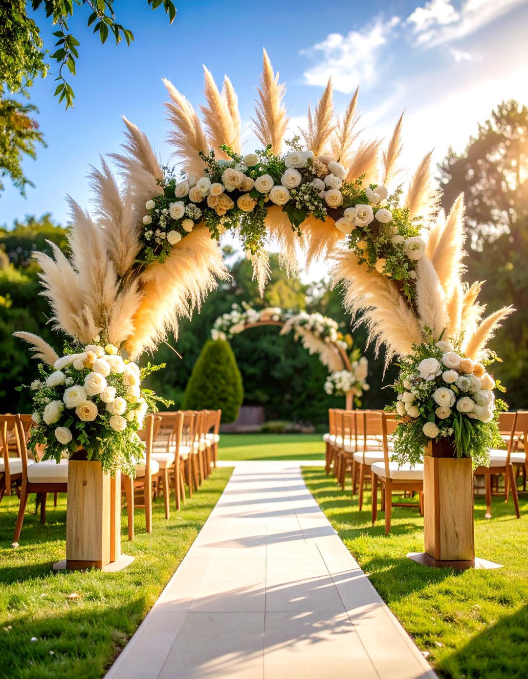 Pampas Grass Wedding Arch Ceremony Backdrop - 20 Pampas Grass Wedding Decor Ideas