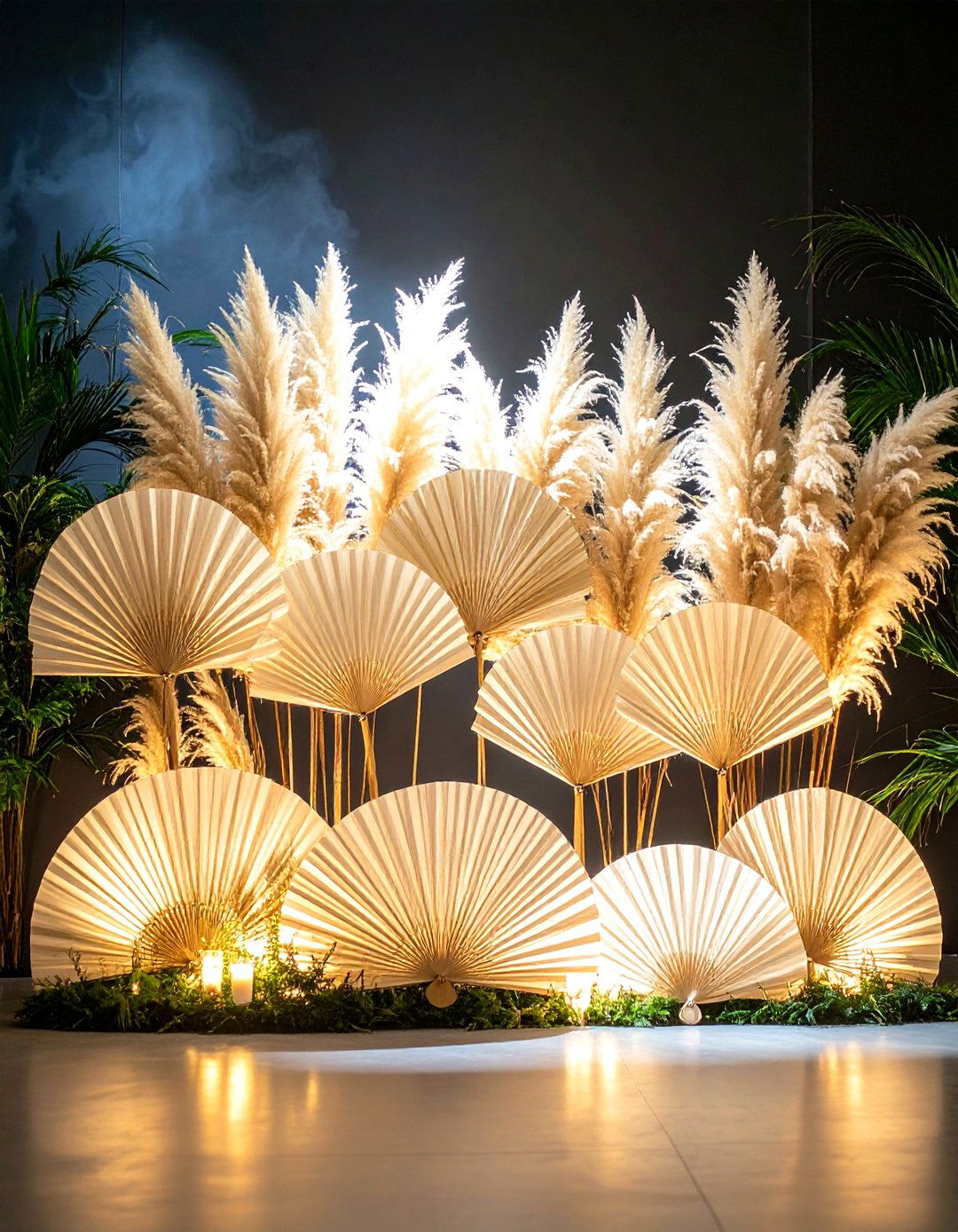 Pampas Grass Wedding Fan Arrangement Display - 20 Pampas Grass Wedding Decor Ideas