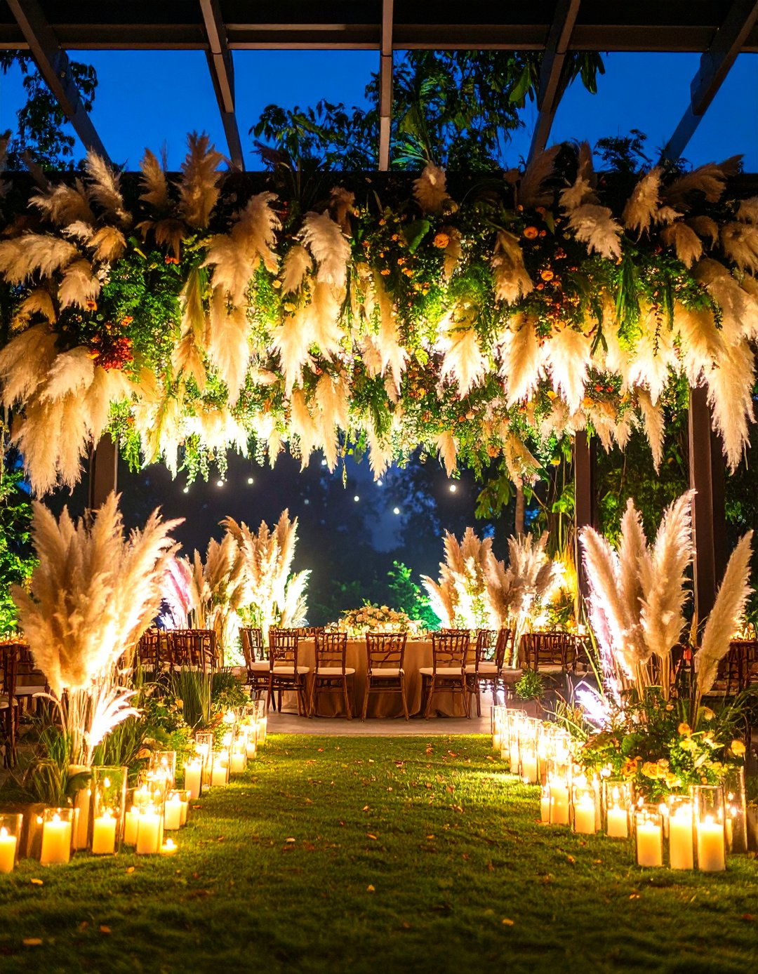 Pampas Grass Wedding Garland Swag Decoration - 20 Pampas Grass Wedding Decor Ideas