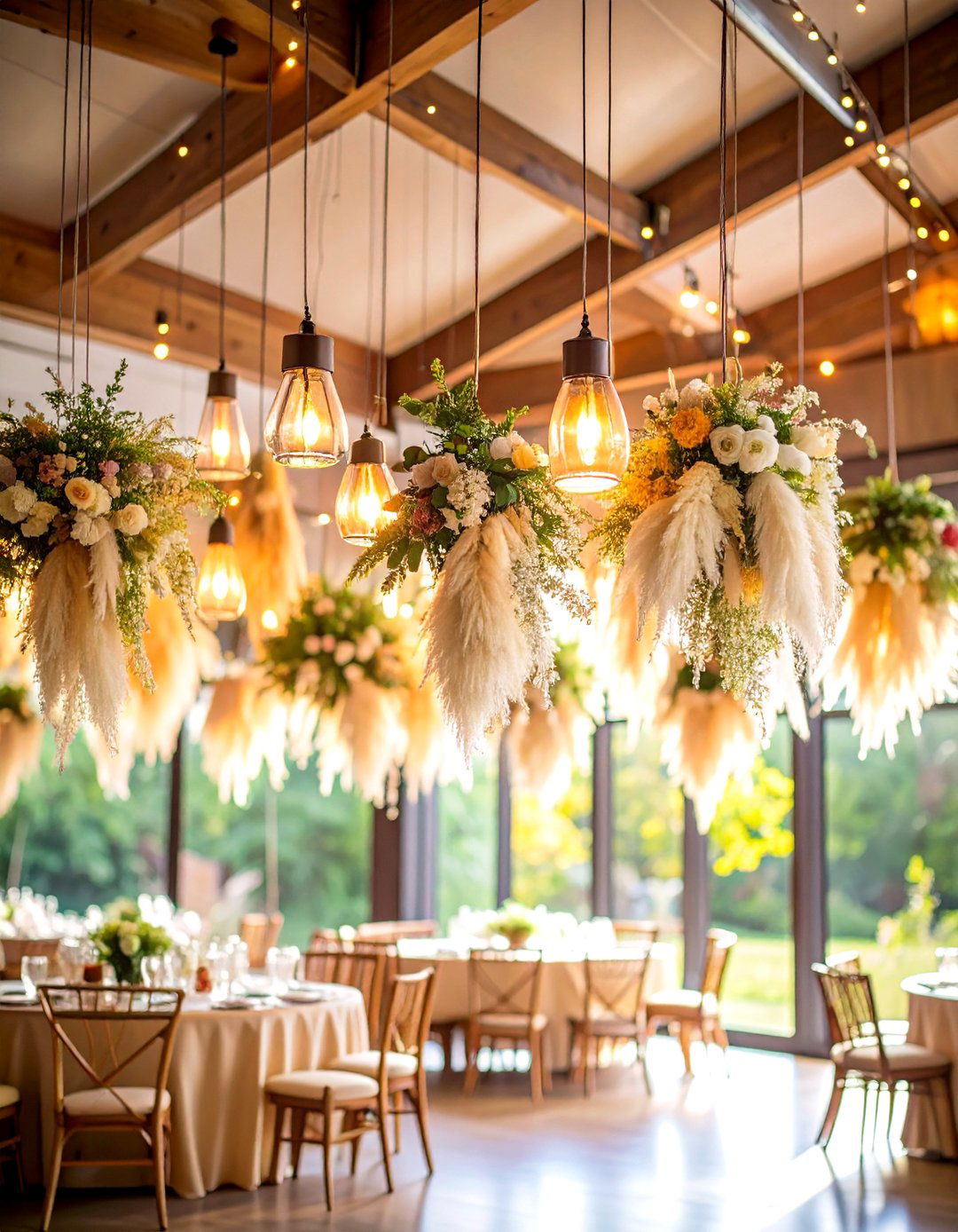 Pampas Grass Wedding Hanging Installations - 20 Pampas Grass Wedding Decor Ideas