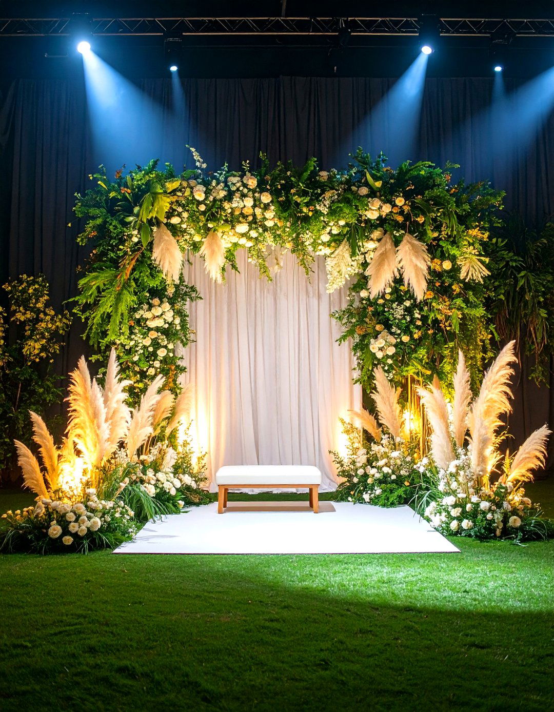 Pampas Grass Wedding Photo Booth Backdrop - 20 Pampas Grass Wedding Decor Ideas