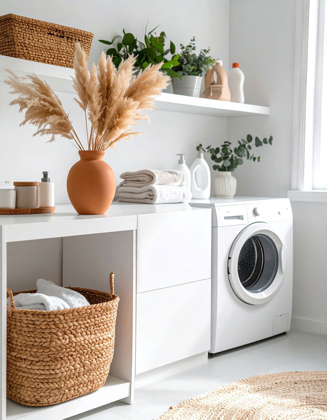 Pampas Grass and Dried Florals Add Whispery Texture - 20 Boho Laundry Room Ideas