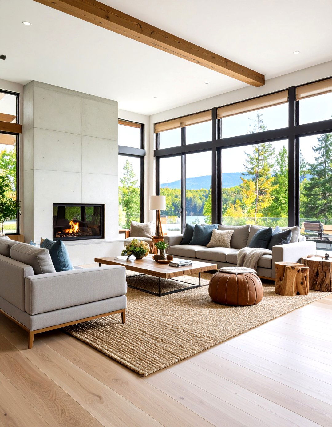Panoramic View Cabin Living Room - 20 Cabin Living Room Ideas