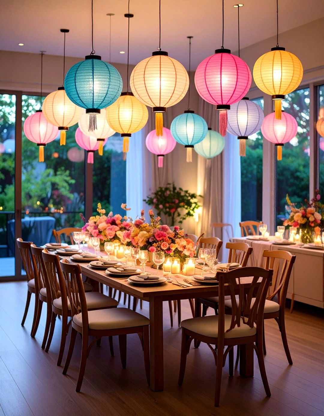 Paper Lantern Centerpiece with Soft Pastel LED Lighting - 20 Lantern Centerpiece Ideas