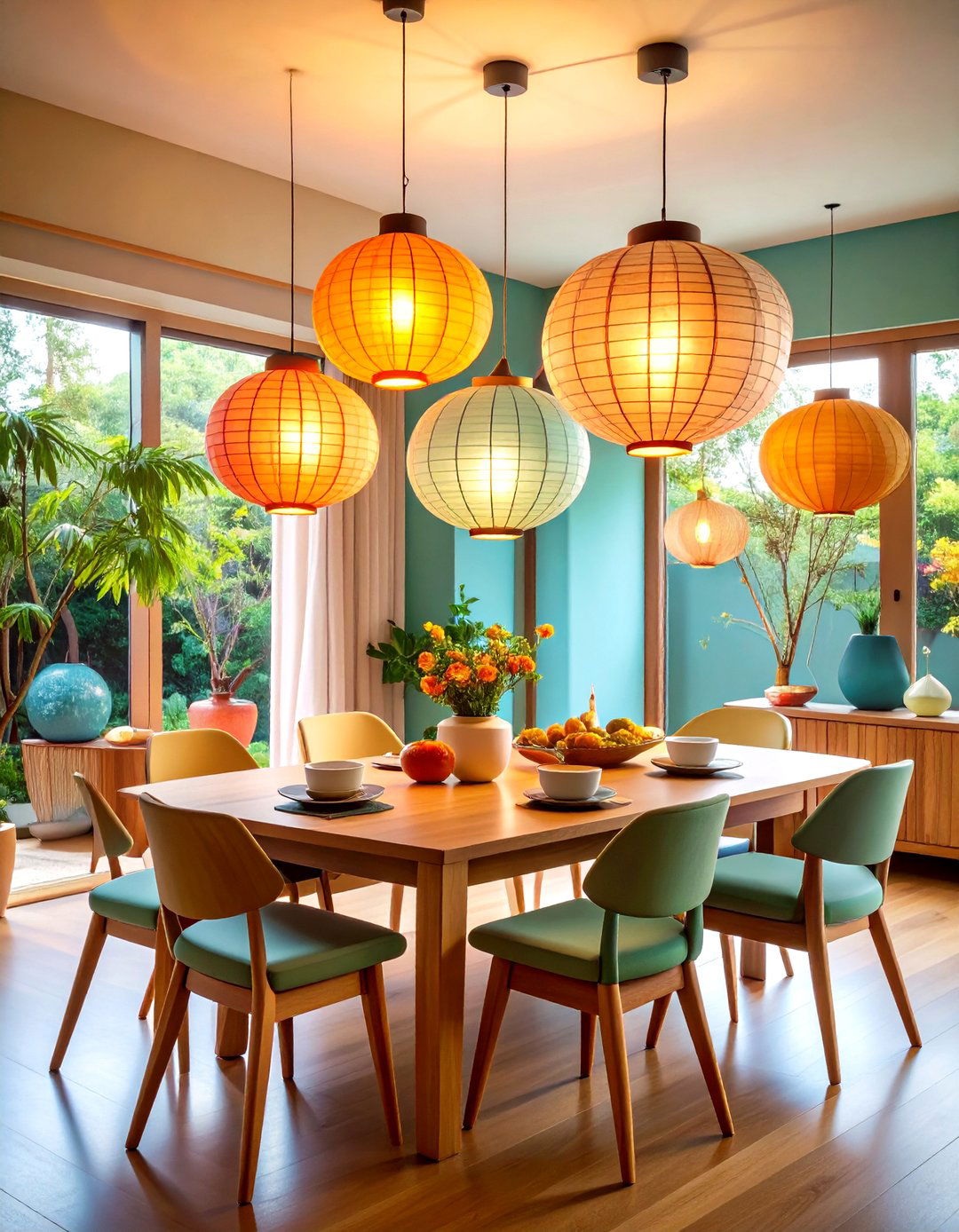 Paper Lantern Pendants - 20 Small Dining Room Lighting Ideas