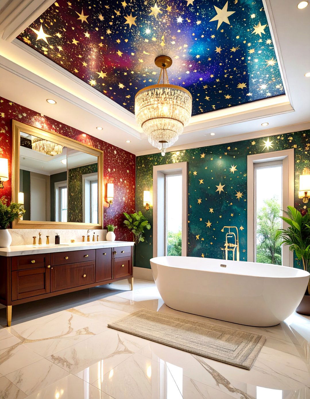 Paper the Ceiling to Draw Bathroom Eyes Upward - 20 Eclectic Bathroom Ideas