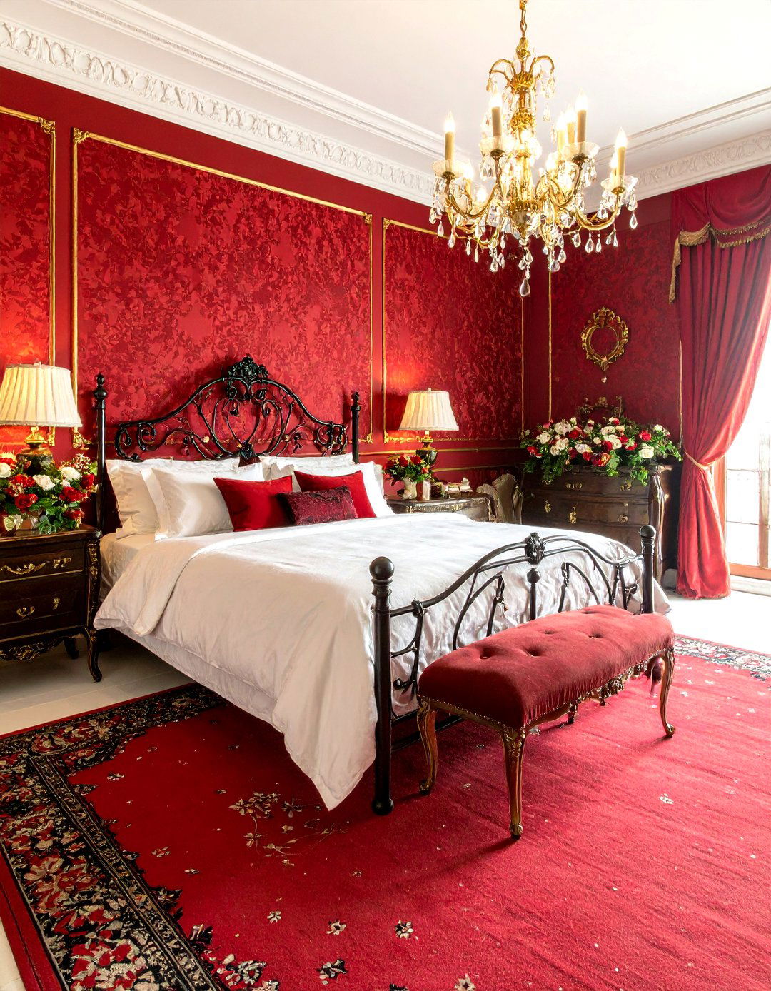 Parisian Boudoir Red and Black Bedroom - 20 Red and Black Bedroom Ideas