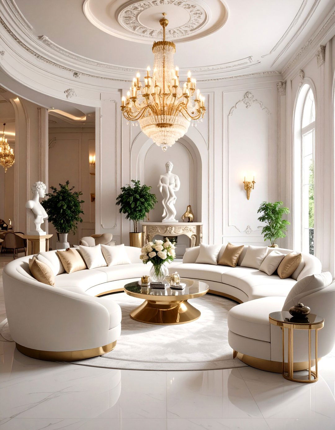 Parisian Style Living Room with Architectural Sculpture Theme - 20 Parisian-style Living Room Ideas
