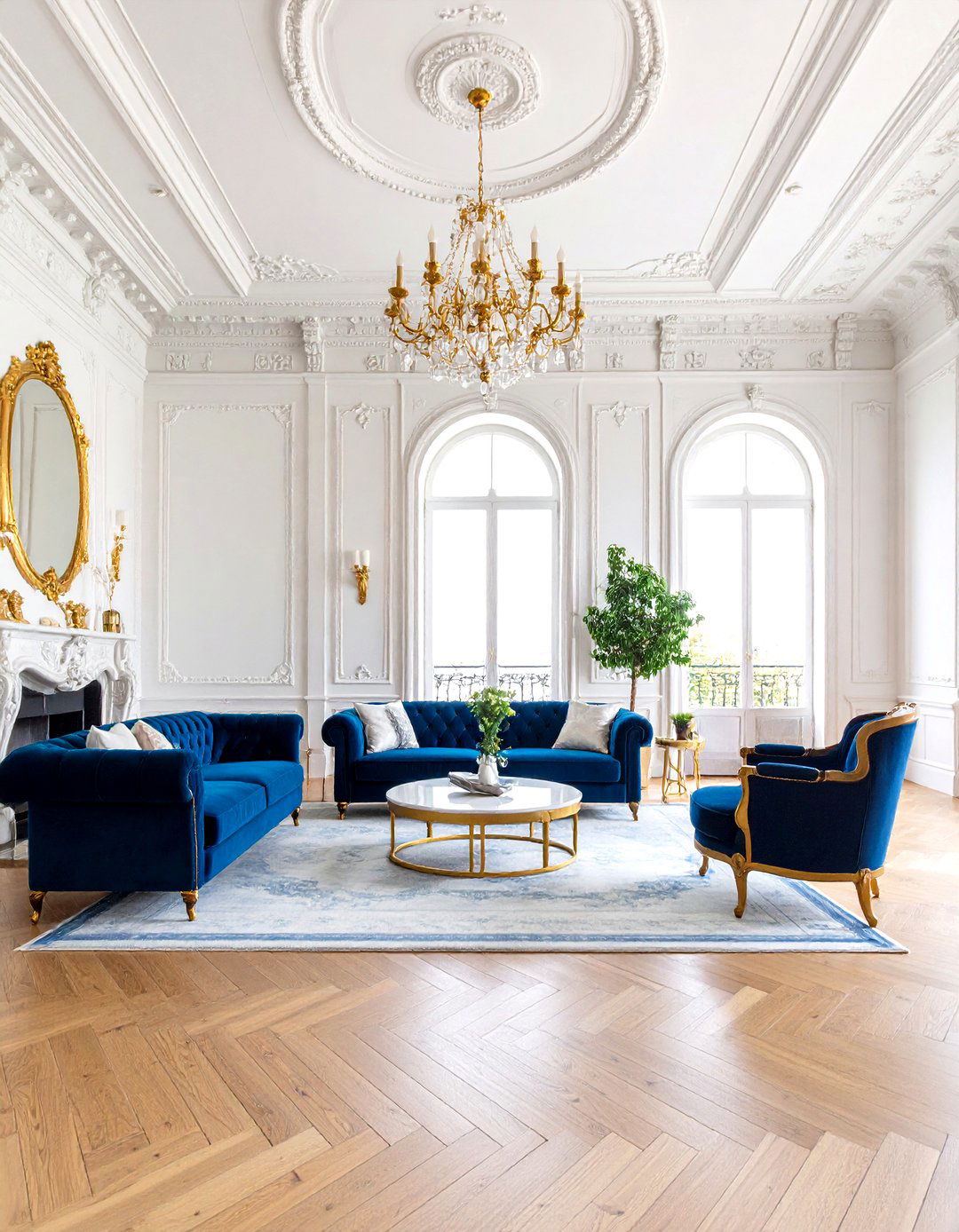 Parisian Style Living Room with Classic Haussmann Architecture - 20 Parisian-style Living Room Ideas