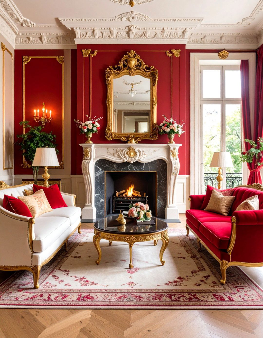 Parisian Style Living Room with Fireplace Gathering Focus - 20 Parisian-style Living Room Ideas