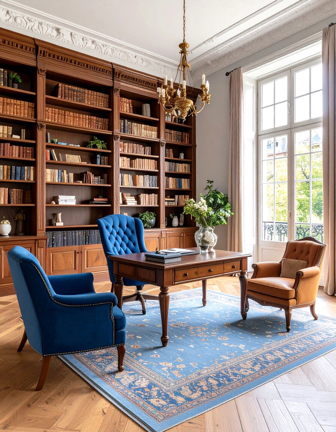 Parisian Style Living Room with Home Office Integration - 20 Parisian-style Living Room Ideas